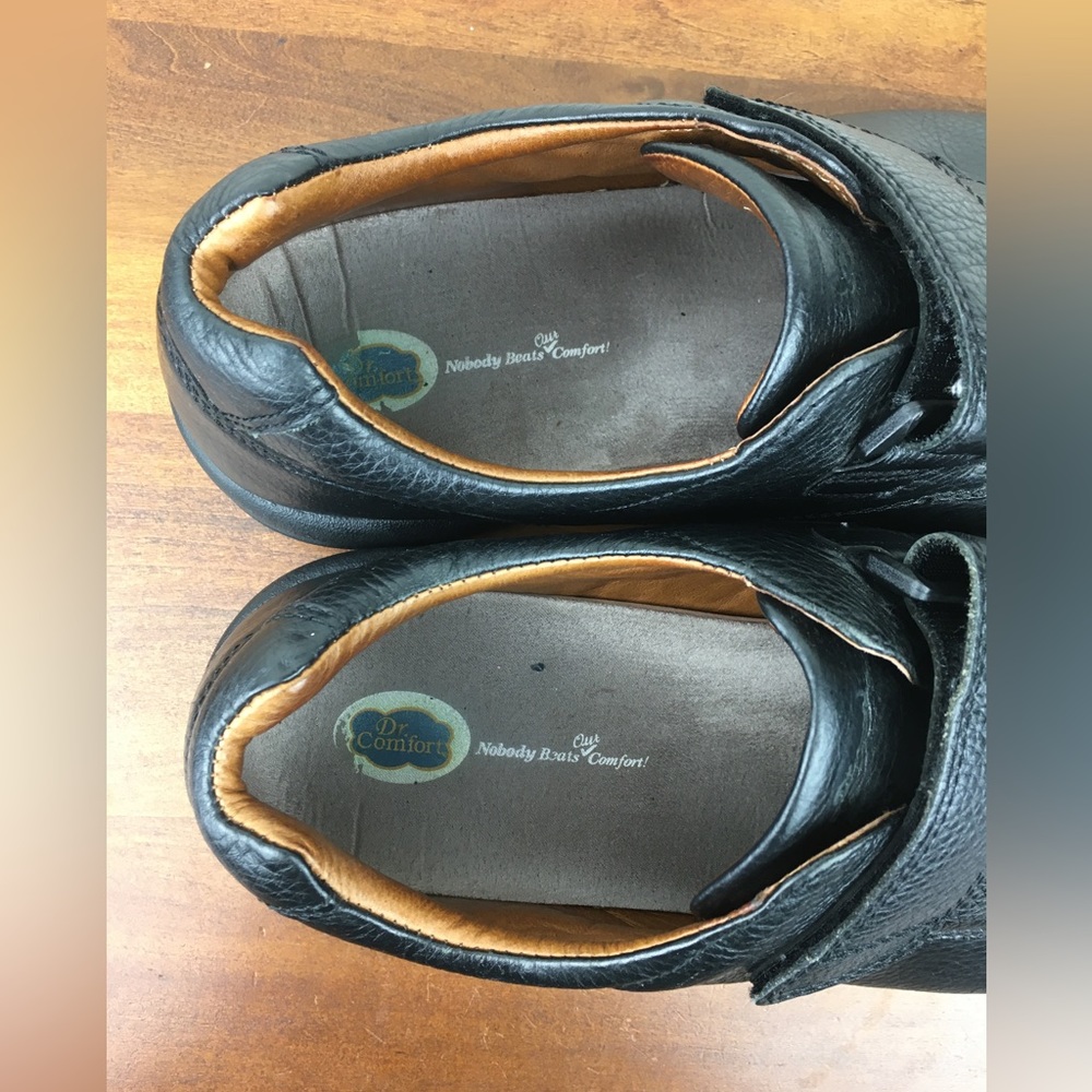 Dr. Comfort William Black Leather Adjustable Diabetic Shoes Hook Look Men’s 14W. - Picture 9 of 12